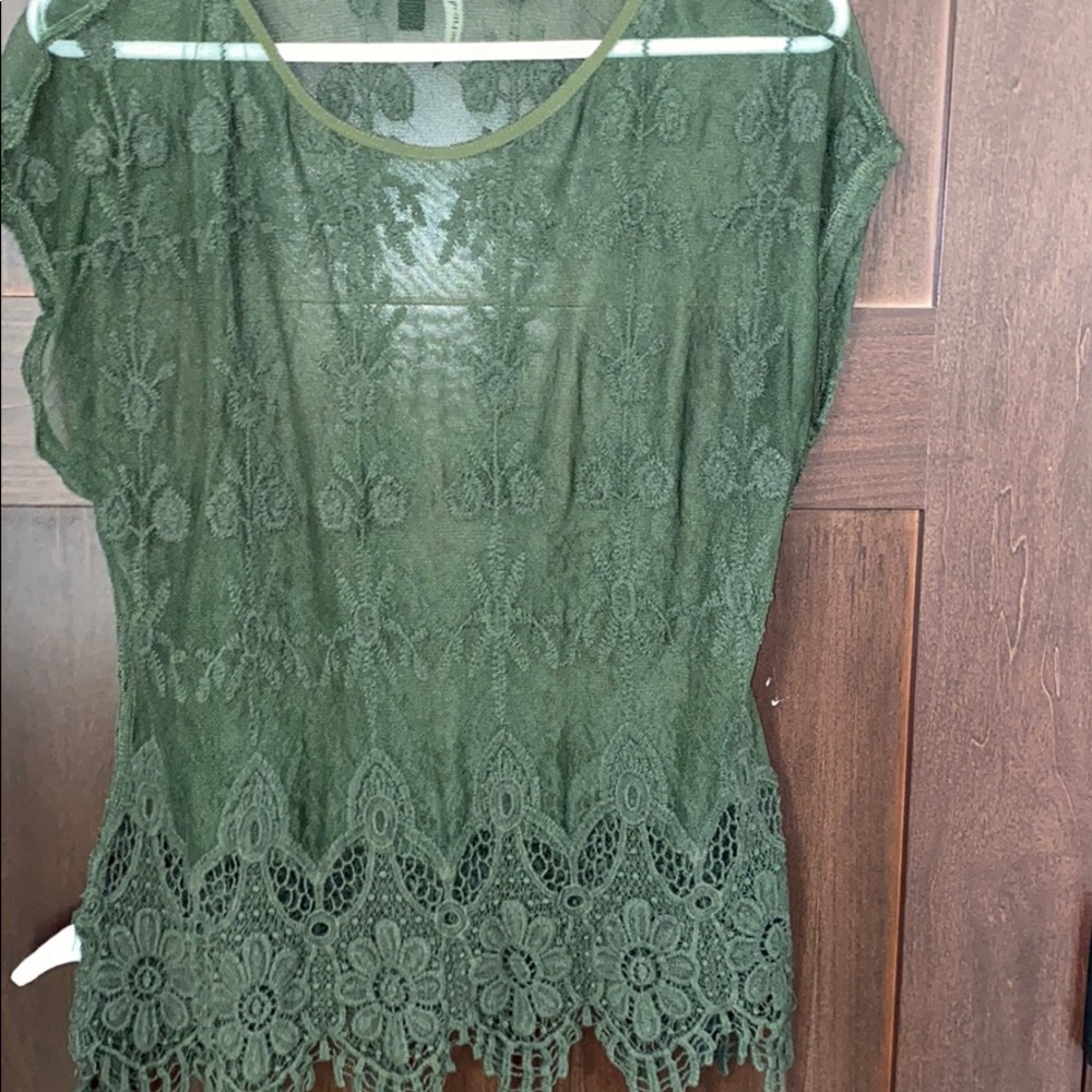 mesh green top